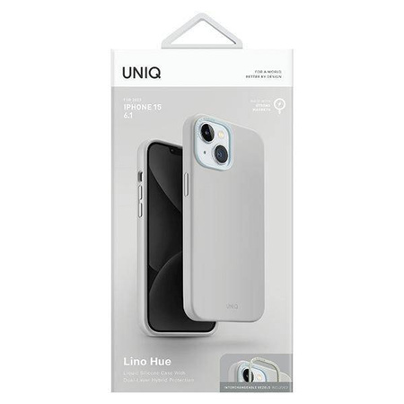 Etui UNIQ Lino Hue Magclick Charging do iPhone 15 - jasnoszare
