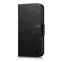 iCarer Oil Wax Wallet Case 2in1 Case iPhone 14 Leather Flip Cover Anti-RFID black (WMI14220721-BK)
