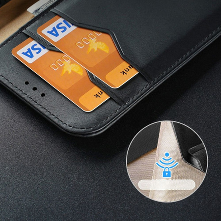 Etui portfel z blokadą RFID do iPhone 15 Plus Dux Ducis Hivo - czarne