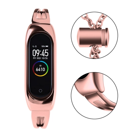 Metal bracelet for Xiaomi Mi Band 3 / 4 / 5 / 6 band strap - pink