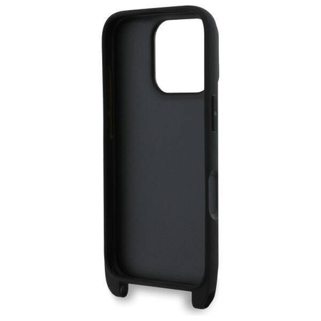Original Case IPHONE 16 PRO Karl Lagerfeld Hardcase Saffiano Karl&Choupette Metal Pin CBDY Strap (KLHCP16LSAKCPBK) black