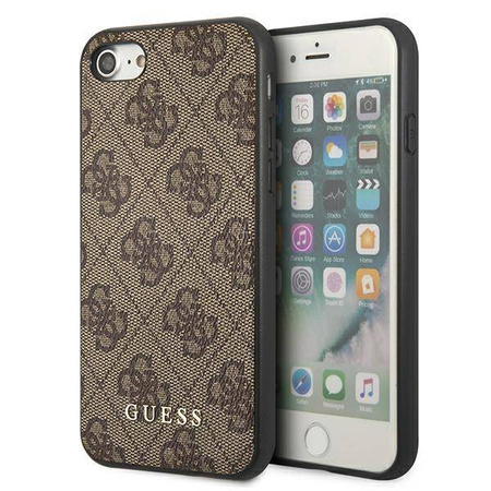 Oryginalne Etui IPHONE SE 2022 / SE 2020 / 7 / 8 Guess Hard Case 4G Metal Gold Logo (GUHCI8G4GFBR) brązowe