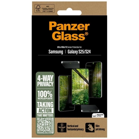 PanzerGlass Eco Matrix Ultra-Wide Fit Privacy Glass for Samsung Galaxy S25