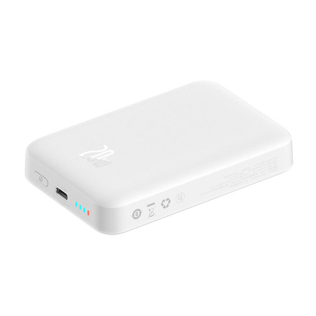 Baseus Magnetic Mini powerbank z ładowaniem indukcyjnym MagSafe 15W / szybkie ładowanie PD QC 20W 10000mAh biały (Overseas Edition) + Xiaobai Series kabel USB-C - USB-C 60W 3A 0.5m biały