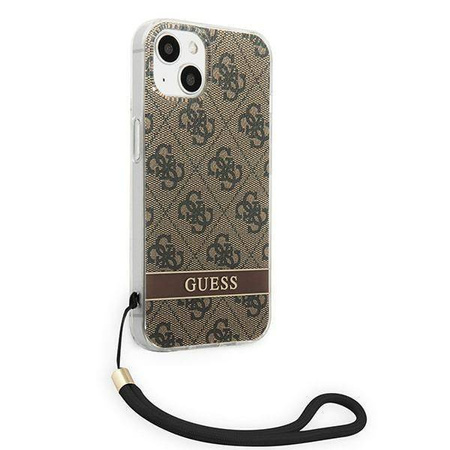 Original Case IPHONE 14 PLUS Guess Hardcase 4G Print Strap (GUOHCP14MH4STW) brown
