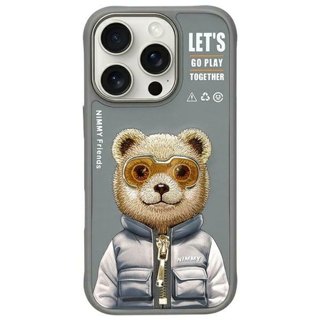 Nimmy etui iPhone 16 Pro 6.3" szary/gray  Cool&Cute 2.0 Bear