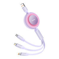 Baseus Bright Mirror 2 einziehbares Kabel 3in1 USB Typ A - micro USB + Lightning + USB Typ C 66W 1.1m lila (CAMJ010105)
