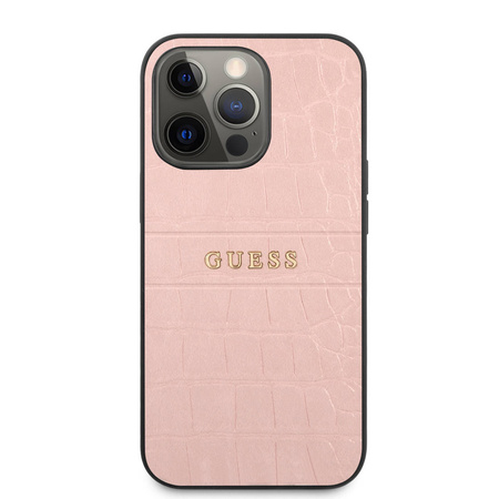 Guess nakładka do iPhone 13 Pro 6,1" GUHCP13LPCRBPI różowa hard case Croco Collection