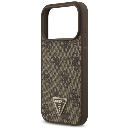 Guess Leather 4G Triangle Strass MagSafe Case for iPhone 17 Pro - Brown