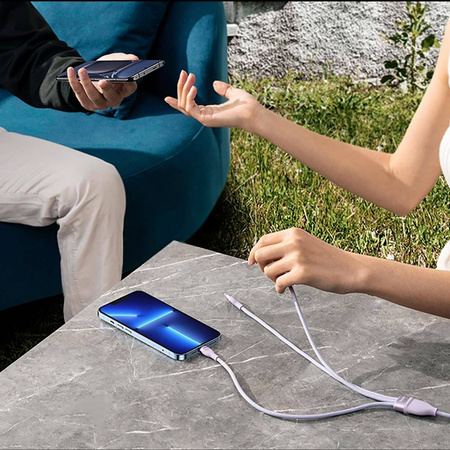 Baseus Flash Series II kabel USB Typ C / USB Typ A - USB Typ C / Lightning / micro USB 100 W 1,5 m fioletowy (CASS030205)
