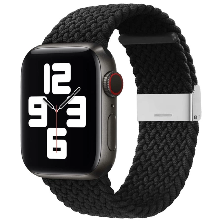 Geflochtenes Stoffarmband Armband Stoffband für Apple Watch 38 / 40 / 41 mm - Schwarz