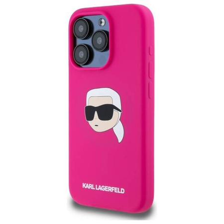 KARL LAGERFELD futerał do IPHONE 15 Pro kompatybilny z MagSafe KLHMP15LSKHPPLF (SIL KL Head Print) fuschia