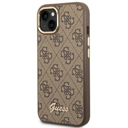 Oryginalne Etui IPHONE 14 PLUS Guess Hard Case 4G Vintage Gold Logo (GUHCP14MHG4SHW) brązowe