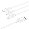 HOCO kabel 3w1 USB A do Lightning / Micro USB / Typ C 2A X74 1 m biały
