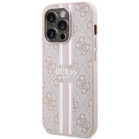Guess nakładka do iPhone 15 Pro Max 6,7&quot; GUHMP15LP4RPSP HC MAGSAFE 4G PRINTED STRIPES różowa