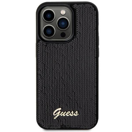 Guess nakładka do iPhone 13 Pro Max 6,7&quot; GUHCP13XPSFDGSK HC SEQUIN SCRIPT METAL czarna