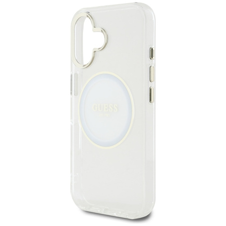 Guess IML Metal Colored Circle Classic Logo MagSafe - Etui do iPhone 16 (biały)