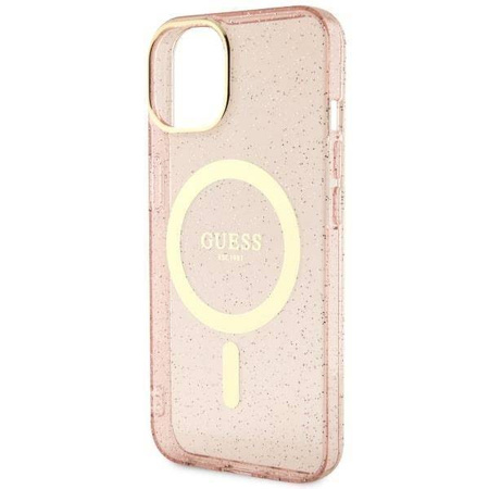 Guess GUHMP14MHCMCGP iPhone 14 Plus 6.7" pink/pink Hardcase Glitter Gold MagSafe