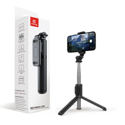 Crong SelfieGo Lite – Kompaktowy selfie stick Bluetooth tripod (czarny)