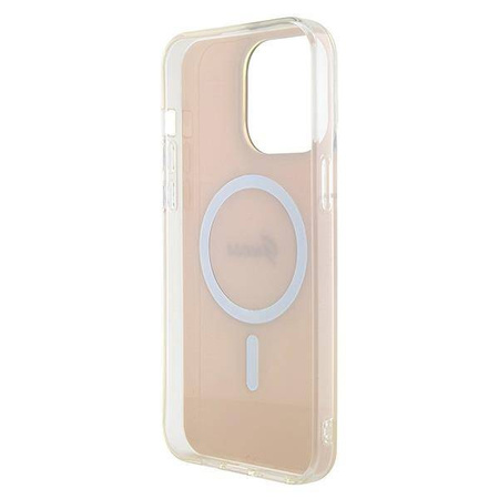 Oryginalne Etui APPLE IPHONE 15 PRO MAX Guess Hardcase IML Iridescent MagSafe (GUHMP15XHITSP) różowe