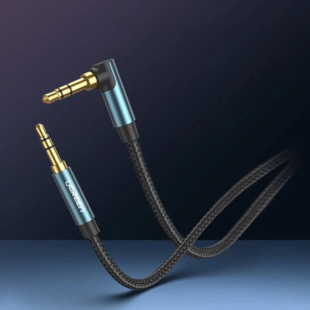 Ugreen gewinkeltes AUX-Kabel 2 x Miniklinke 3,5 mm 1m blau (AV112)