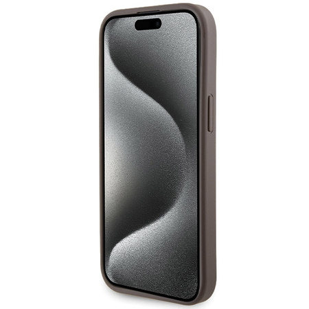 Guess Grip Stand 4G Triangle Strass case for iPhone 15 - brown