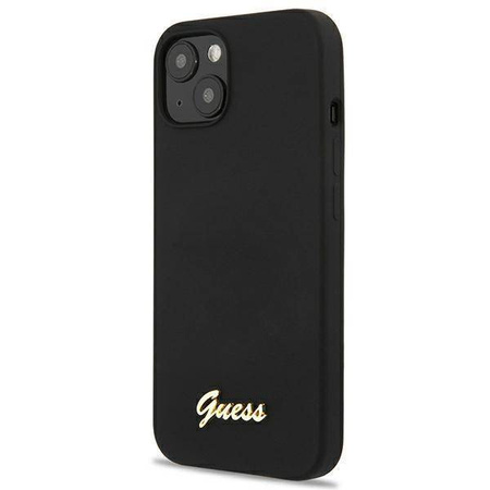 Guess GUHMP13MLSLMGBK iPhone 13 6.1 "schwarz / schwarz Hardcase Silikonschrift Gold Logo