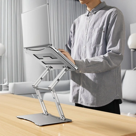 Wozinsky WRS-CPY75DSS Laptop- und Tablet-Ständer aus Aluminium + kostenloser Smartphone-Ständer – Silber