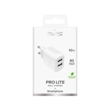 Puro PROLITE 10W 2x USB-A Wandladegerät - Weiß