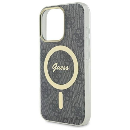 Original Handyhülle IPHONE 16 PRO MAX Guess Hardcase IML 4G MagSafe (GUHMP16XH4STK) schwarz