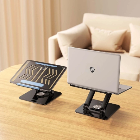 Wozinsky WRS-CPY84SB 360-Laptopständer aus Aluminium + Gratis! Smartphone-Ständer – schwarz