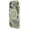 Schutzhülle IPHONE 16 Guess Glitter Flowers Triangle Buttons MagSafe grün