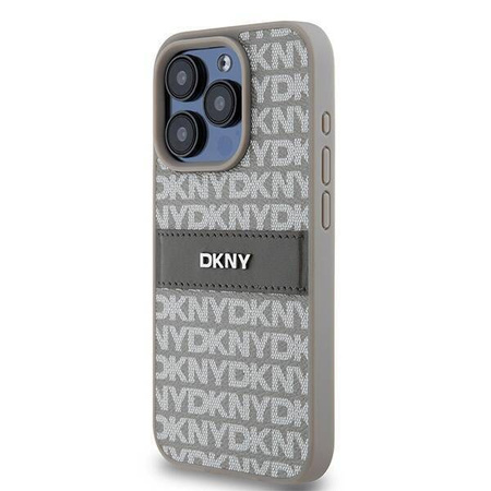 DKNY DKHCP15XPRTHSLE iPhone 15 Pro Max 6.7" beżowy/beige hardcase Leather Mono Stripe & Metal Logo