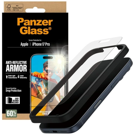 PanzerGlass Armor Anti-Reflective EasyAligner Tempered Glass für iPhone 17 Pro