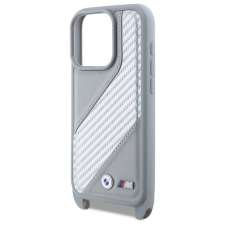Original Case IPHONE 16 PRO MAX BMW Hardcase M Edition Carbon Stripe & Strap (BMHCP16X23PSCCG) gray