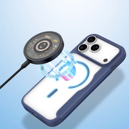 Etui Dux Ducis Skin X Pro na iPhone 17 Pro Max z portfelem, kompatybilne z MagSafe – niebieskie