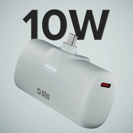 SBS EcoPower 5000 mAh 10W Powerbank with Built-in USB-C Port - Gray