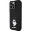 Karl Lagerfeld Choupette Metal Pin-Hülle aus Silikon für iPhone 15 Pro Max – Schwarz