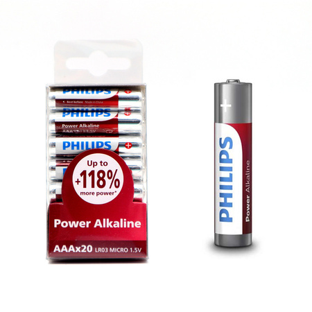 BATERIA PHILIPS AAA LR03 20SZT BATERIE POWER ALKALINE LR03P20T/10