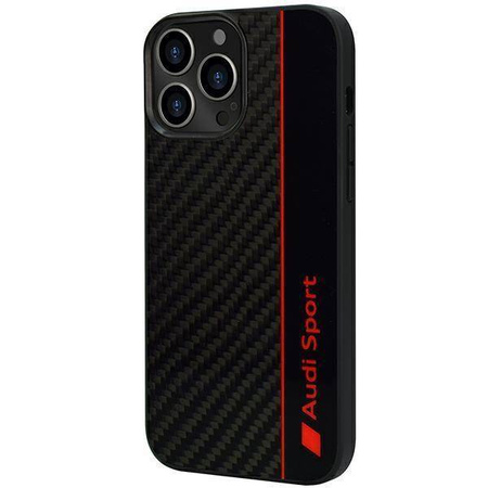 Audi Carbon Fiber Stripe iPhone 13 Pro Max 6,7&quot; schwarz/schwarz Hardcase AUS-TPUPCIP13PM-R8/D1-BK