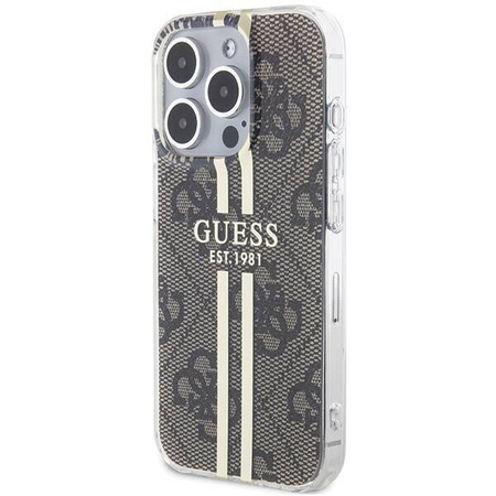 Oryginalne Etui GUESS Hardcase GUHCP15MH4PSEGW do iPhone 15 Pro (4G Gold  Stripe / brązowy)