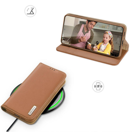 DUX DUCIS Hivo - skórzane etui portfelik do Samsung Galaxy S23 Plus brązowe