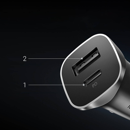 Ugreen fast car charger USB-A / USB-C 30W PD PPS gray (CD130)