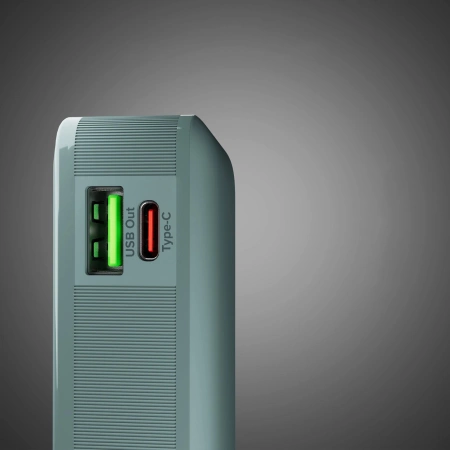 Powerbank SBS 10000 mAh 20W z wbudowanym kablem USB-C i wyświetlaczem cyfrowym - szary