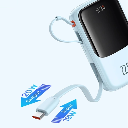 Baseus Qpow Pro+ 22,5 W 10000 mAh USB-C Powerbank – blau