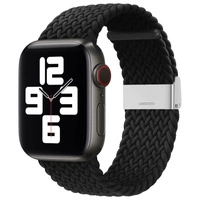 Geflochtenes Stoffarmband Armband Stoffband für Apple Watch 38 / 40 / 41 mm - Schwarz