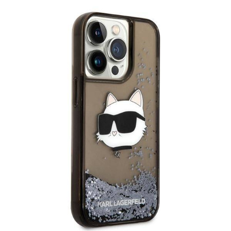 Karl Lagerfeld Liquid Glitter NFT Choupette Head - Etui iPhone 14 Pro Max (czarny)
