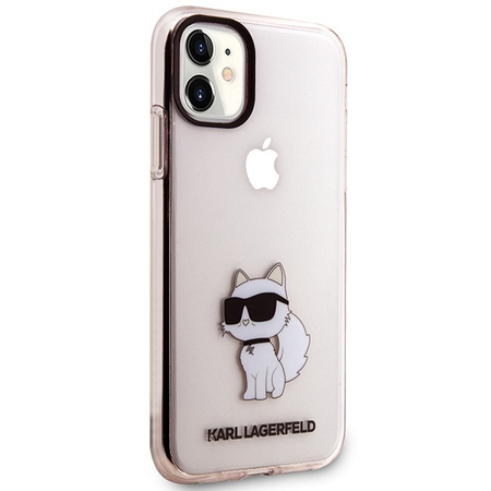 Original Handyhülle IPHONE 11 / XR Karl Lagerfeld Hardcase Ikonik Choupette (KLHCN61HNCHTCP) rosa