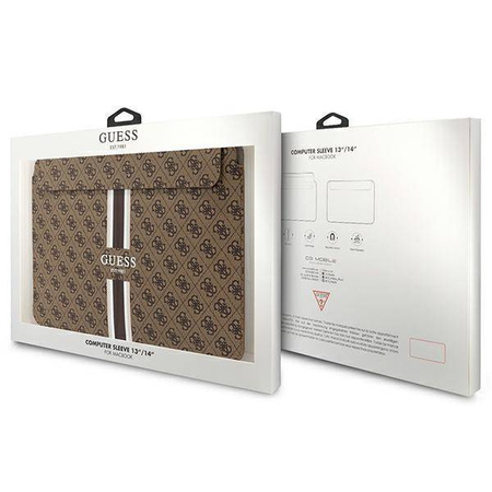 Guess Hülle GUCS14P4RPSW 14" braun/braun 4G bedruckte Streifen