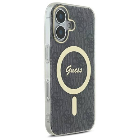 Original Handyhülle IPHONE 16 PLUS Guess Hardcase IML 4G MagSafe (GUHMP16MH4STK) schwarz